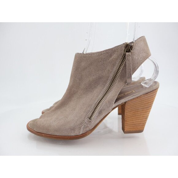 Paul Green Cayanne Beige Tan Shimmer Peep Open Toe Sandal Heel Bootie Size 9.5 - Picture 4 of 12